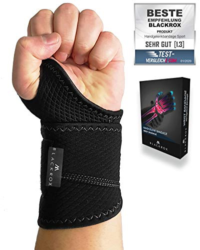 BLACKROX Handgelenkbandage Fitness, Handgelenk Bandage, Wrist Wraps, Daumenbandage Handbandage Kraftsport, Handgelenkstütze Links & Rechts atmungsaktive, krafttraining, Bodybuilding (Schwarz)