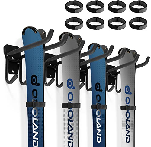 Odoland Portasci a Parete con Tracolla Regolabile da Sci, Supporto da Parete per Portasci da Snowboard per Uso Multiuso, Supporto da Parete per Ripostiglio per Sci da Casa e Garage, Fino a 25 kg