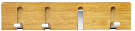 Wall Mounted Door Hooks Coat Hang Racks Wall Organizer Cloths Hanger Bamboo Wood Foldable Wardrobe Hooks Hats, Scarves, Keys, Towel Holder, Folding Shelf (4 Hooks)