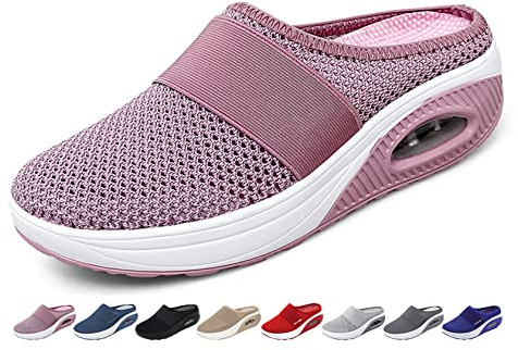 GYCS Sandali Donna Estive Comode Antiscivolo Scarpe Rete Traspirante Scarpa da Casa Pantofole Diabetiche per Artrite Edema Piedi Ciabatte,Rosa,39 EU