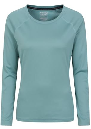 Mountain Warehouse Endurance Womens Top - Lightweight Ladies Top, Long Sleeve Tee, Quick Drying Tshirt, UV Protection Tee Shirt - for Spring Summer Travel Pale Green Women's Size 12