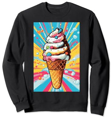 Gaufrier glacé cornet de glace glace pop art vintage rétro glacé café glacé Sweatshirt