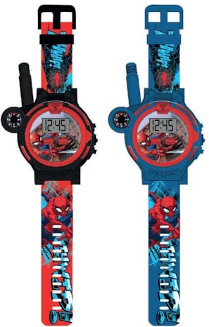 Kids Licensing - Reloj Digital Walkie Talkie 2 en 1 Spiderman para Niños, con Micrófono, Brújula y Luz