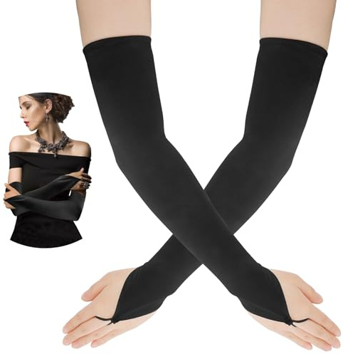 Manchette Bras Femme, Gant Noir De Soie, Mitaine, Halloween, Satin, Opéra, Soirée - 1 Paire