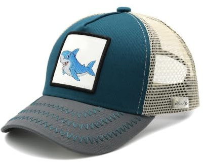 Sunlark Hai Mütze für Kinder, Verstellbare Stickerei Hai Trucker Cap