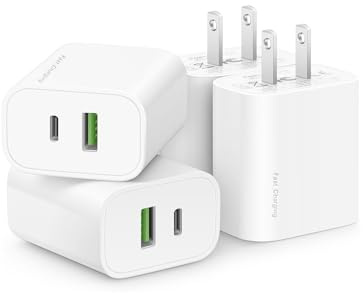 4 Pack USB C Charger Block,20W USB-C & USB-A Port Charger，for i Phone 17/16/15/14/13/12/11/X/8, i Pad and More