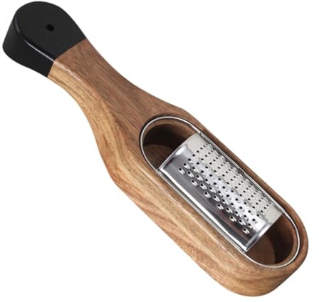 SiaBiced Cheese Grater with Container Zester Box Sturdy Handheld Kitchen Gadget Compact Shredder with Wood Handle, for Lemon Chocolate
