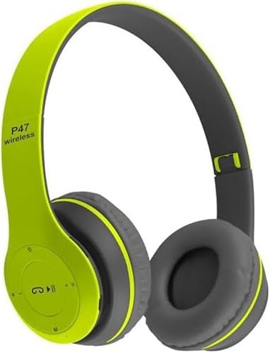 Wireless Bluetooth Over-Ear Headphones, Hybrid Noise Cancelling, HiFi Stereo, Foldable, Lightweight, Deep Bass, Green