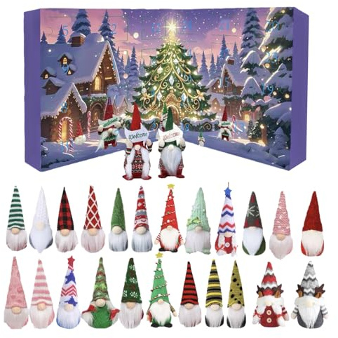 Calendarios de Adviento Gnomes 2025, 24 piezas Calendario de Adviento Gnomos de Navidad 2025, Figuras de Navidad coleccionables Decoraciones Gnomes, Calendario Sorpresa para Cuenta Regresiva