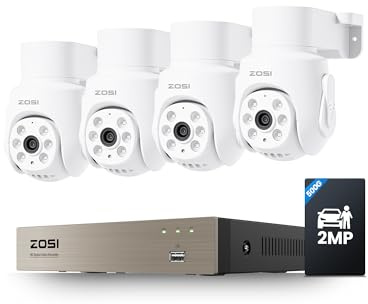 ZOSI Kit Cámaras de Vigilancia Cableado 8CH 5MP Grabador DVR 500GB Disco Duro con 4 1080p CCTV Cámara Seguridad Exterior/Interior, 360° Pan y Tilt, Detección de Persona/Vehículo, Visión Nocturna