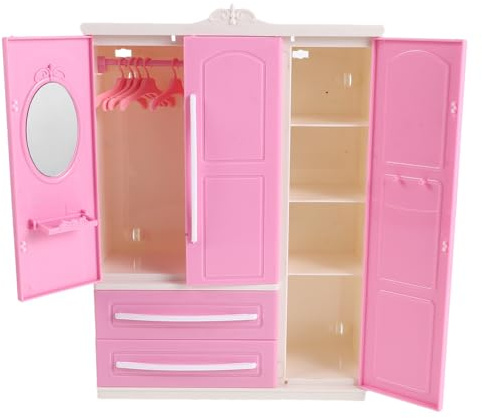 ifundom Ensemble de Rangement pour poupée (1 pièce), Armoire ouvrable avec Cintre, Rangement Miniature pour vêtements de poupée de 30 cm, Accessoires de Jeu d'imitation pour Enfants
