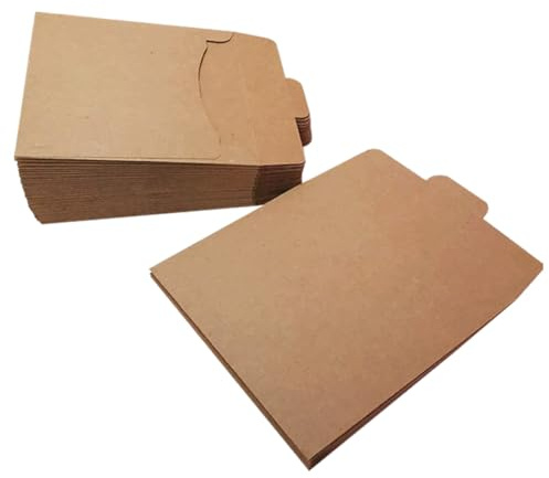 MINAOLULUS 50pcs Kraft Paper CD Envelope Bags, Brown Multi-function File Pouch Set for Cards, Invitations, and Document Packaging, Vintage Style Wrapping Supplies for Holiday Use