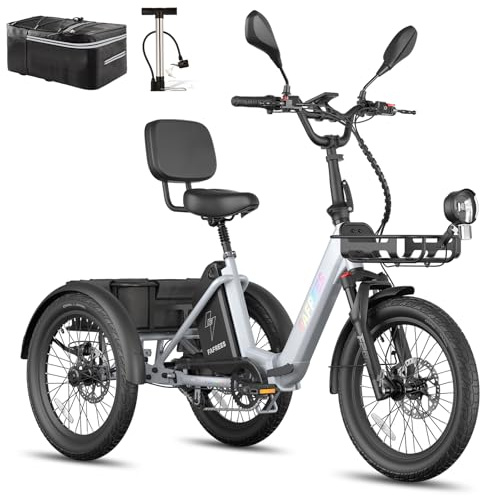 Fafrees F20 Mate E Bike trehjuling för vuxna 48 V godkännande [Officiell ] män E-cykel kvinnor, elcykel 3 hjul 65 N.m, elektrisk trehjuling 20 tum, Ebike cykel Fatbike 180 kg2