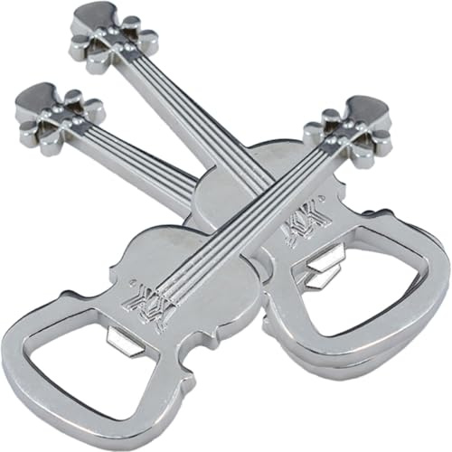 DIYEAH Llavero Portátil Deformación Forma de Guitarra Abridor de Botellas de Metal Pack de 3 Unidades en Color Plata Adecuado para Bares y Viajeros