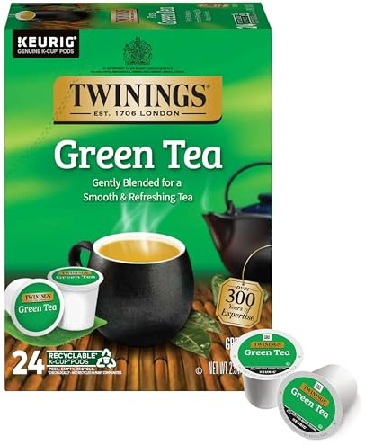 Twinings Green Tea K-Cup Pods for Keurig, 24 Count (Pack of 1), Smooth Flavour, Enticing Aroma, Caffeinated, Enjoy Hot or Iced