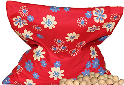 Cherry Stone Pillow Blue/Beige Half Flower (24X24 cm) Cherry Pit Pillow