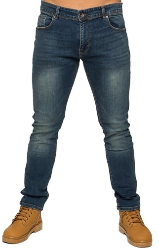 Kruze Designer Jeans pour homme Coupe skinny stretch Slim Pantalon en denim Toutes tailles de jambe, bleu clair, 32W / 32L