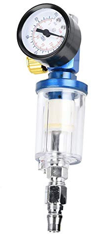 Mini regulador de presión de aire, regulador de presión de entrada de aire de 1/4 in + separador de filtro de trampa de aceite de agua en línea para herramienta de pistola