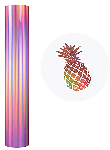 Holografische Selbstklebende Vinylfolie Plotter - 30x305cm Plotterfolie Selbstklebend Vinyl Rollen, Permanente Metallic Vinylfolie für Aufkleber, Cric, Scrapbooking (Holographisches Roségold)