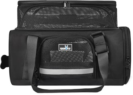 Wakytu Airline Approved Expandable Soft Pet Carrier for Cats Small Dogs | 3 entrances & 5 vents, waterproof rip-stop, anti-escape locks, padded strap,plane underseat,cat dog carrier