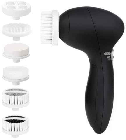 Facial Cleansing Brush Face Scrubber: CLSEVXY Electric Face Spin Cleanser Brushes with 6 Brush Heads for Deep Cleansing, Gentle Exfoliating, Removing Blackhead, Massaging