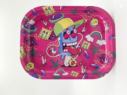 Vassoio in metallo per affumicare, resistente, portatile e facile da pulire, ideale per erbe, carte e articoli per rollare (Munsio Skull)