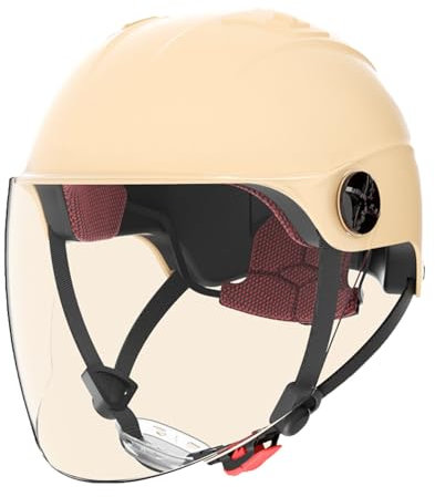 JATIBOSH Attache Fermement Vintage Casque Portable Et Sûre Cyclomoteur Casque, RéTro Demi Casque Boucle De Sécurité À Prise Rapide Casque Moto, pour Adapté Aux Motos ÉLectriques ECE Certifiés