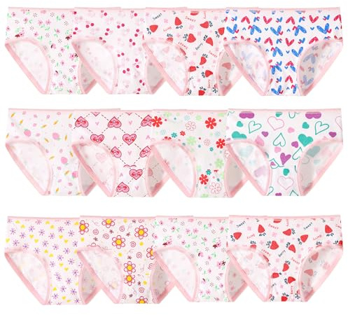 Anntry Enfants Aléatoire 12 Pièces Coton Culottes Bébé Culottes Douces Confortables sous-Vêtements Petites Filles Assorties Slip 2-12 Ans