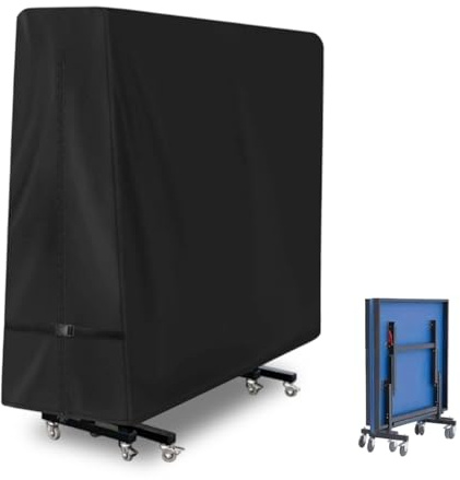 Tischtennisplatte Abdeckung 600D Wasserdichte Oxford Tischtennis Schutzhülle,Outdoor Pingpong Abdeckhaube mit Reißverschluss Reißfest Winddicht UV-Beständiges Tischtennis Abdeckung 165x70x185cm (A)