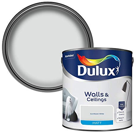 Dulux Matt Emulsion Paint For Walls And Ceilings - Cornflower White 2.5 Litres
