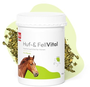 PHA Huf & Fell Vital Pulver für Pferde - Für Starke Hufe & glänzendes Fell, mit Biotin Pferd, Zink Pferd & DL-Methionin, unterstützt beim Fellwechsel, Ergänzungsmittel, 750 g