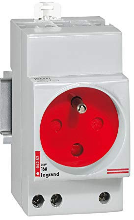 Legrand 004282 Prise de Courant Modulaire, 2P+T à Éclips et à Détrompage, 2.5 Modules, 10A à 16A, 250V, Gris/Rouge