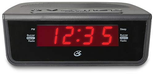 GPX C224B Dual Alarm Clock AM/FM Radio with Red LED Display (Black)