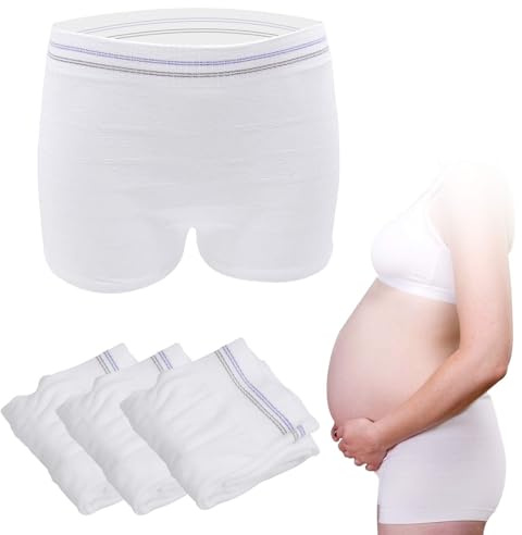 HANSILK Maternity Knickers 3 Pack Disposable Postpartum Underwear Breathable & Stretchable Maternity Pants for C-Section Recovery/Incontinence/Travel