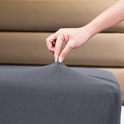 Fitted Sheet- COSMOPLUS Twin Fitted Sheet OnlyïŒNo Flat Sheet or Pillow ShamsïŒ,4 Way Stretch Micro-Knit,Snug Fit,Wrinkle Free,for Standard Mattress and Air Bed Mattress from 8â Up to 10â,Gray