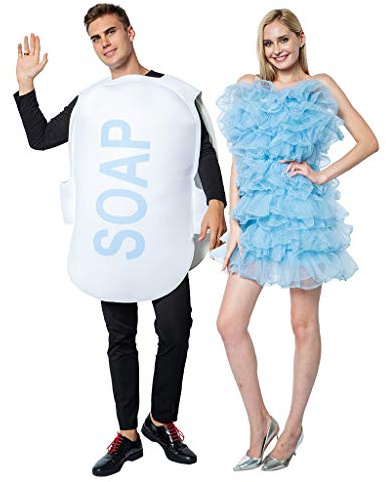 EraSpooky Unisex Loofah Soap Costume Fancy Dress Halloween Party Funny Outfit for Couple Adult Women Men