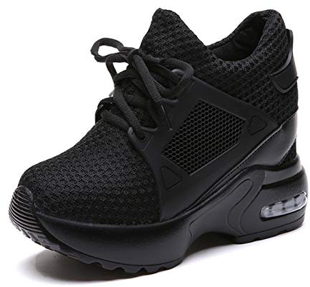 Femmes Plateforme Chaussures Compensées Maille Respirante Lacets Sneakers Décontractées en Plein Air Jogging Marche Fitness Baskets Baskets