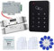 FTSTech RFID-Sicherheitsset mit 125 kHz Eigenständigem Tastenfeld + Elektrischem Schloss + Netzteil + Ausgangstaste + 10 Schlüsselanhänger + 10 weiße Karten (Elektrisches Fallbolzen-Set)