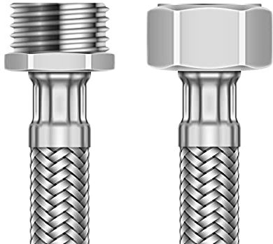 ATCO Flexibler, verstärkter Schlauch, Verbindungsschlauch, Edelstahl-Trinkwasserschlauch, verschiedene Längen, 3/4 Zoll AG x 3/4 Zoll IG x 3/4 Zoll IG x 30 cm