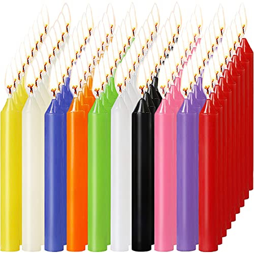 MUOIVG Candele 100 Colori Assortiti Antigoccia, Coniche per Banchetti, Carillon, Magia, Congregazione, Rituali, Decorazione per Feste (10 Colori) 4 Pollici di Altezza