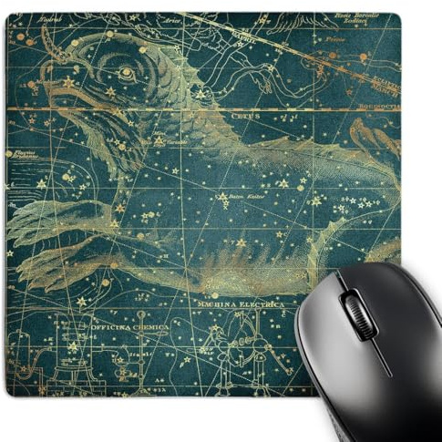 3dRose Vintage Star Map. Constellation of Cetus or Whale. Green, Gold... - Mouse Pads (mp_353951_1)