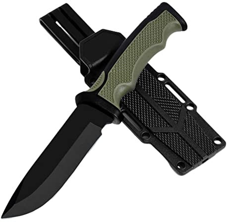 générique Couteau de survie -grande lame fixe 10,5cm-poignée antidérapante-kaki