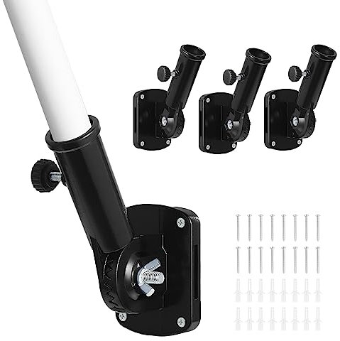 Coolty 4 Stück Mehrfach Fahnenmasthalter Montagehalterung Fahnenmasthalterung Verstellbarer Metall Flaggenhalter für Fahnendekoration, 1 Innendurchmesser (Schwarz)