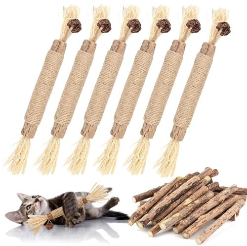 MarverFace 21 Stück Katzenminze Sticks und Spielzeug - 15 Matatabi Sticks, Kaustangen für Katzen Zahnpflege - Natürlich und Sicher
