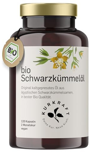 Kurkraft® Bio Schwarzkümmelöl - 2 Monate - 1000mg pro Tagesdosis - 500mg Linolsäure - vegane Kapseln - - ägyptisch - kaltgepresst - natürlich produziert in Deutschland