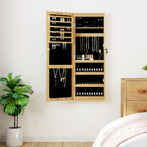 Homgoday Inredning Garderob Smyckeskrin Spegel med LED-Vägglampor, Inredning Möbler för Sovrum Vardagsrum Kontor Style353246