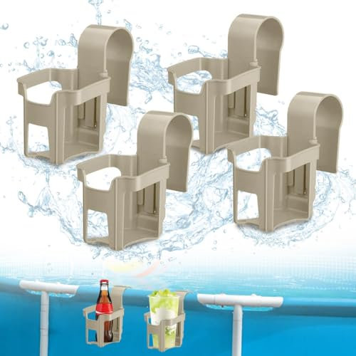 4 Piezas Portavasos Junto de Piscina, Portavasos Colgante de Piscina, Desmontable Soportes para Bebidas de Piscina, Accesorios Piscina para Fiestas de Verano en la Piscina Playa