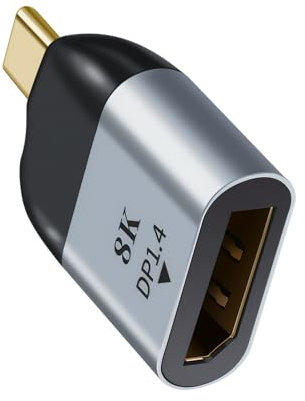 Sharelove USB C to DisplayPort Adapter, 8K@60Hz 4K@120/144Hz 2K@166/240Hz Aluminium Alloy USB C Thunderbolt 5 4 3 to DP 1.4 Adapter for MacBook Pro/Air iMac iPad iPhone 16 15 Dell XPS