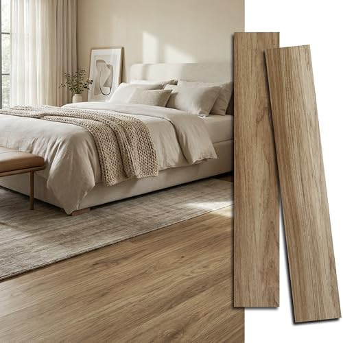 VIVIDCOZYTILE Waterproof Peel and Stick Floor Tile, 54 Sq.Ft Earthen Oak Vinyl Wood Flooring, Easy DIY-Install & Durable for Kitchen, Bedroom, Bathroom, RVs, Rental-Friendly (36-Planks 6x36)