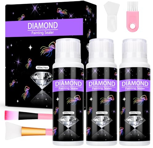 BBWELL 360 ml Sigillante per Diamond Painting,Colla per Pittura Diamante 5D con Punta in Spugna,Asciugatura Rapida,Accessorio per Pittura Diamante per Effetto Glitter e Protezione dei Diamanti
